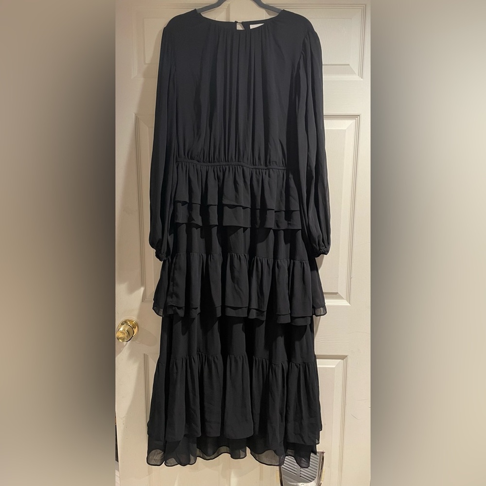 H&M black chiffon maxi dress. XXL. Long sleeve.